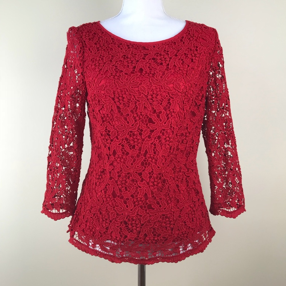 Talbots Red Lace Blouse
